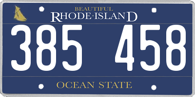 RI license plate 385458