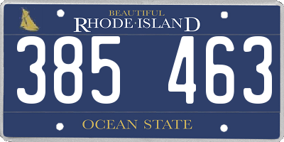 RI license plate 385463