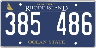 RI license plate 385486
