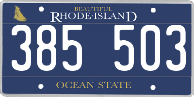 RI license plate 385503