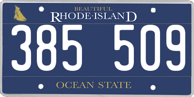 RI license plate 385509