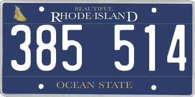 RI license plate 385514