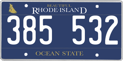 RI license plate 385532