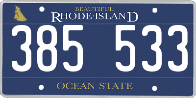 RI license plate 385533