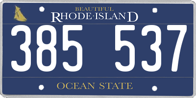 RI license plate 385537