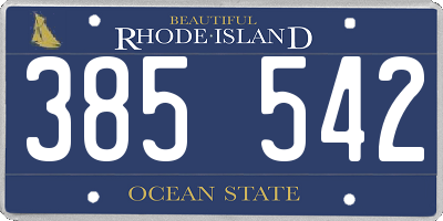 RI license plate 385542