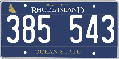 RI license plate 385543