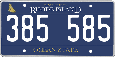 RI license plate 385585
