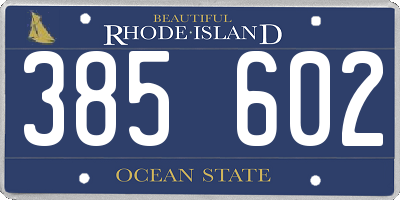 RI license plate 385602