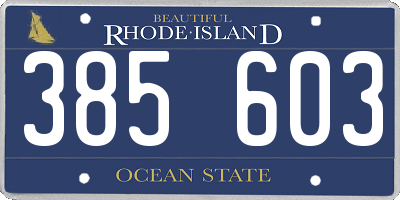 RI license plate 385603