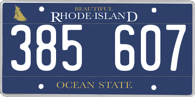 RI license plate 385607