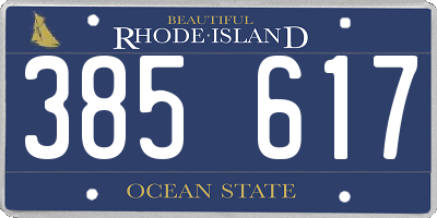 RI license plate 385617