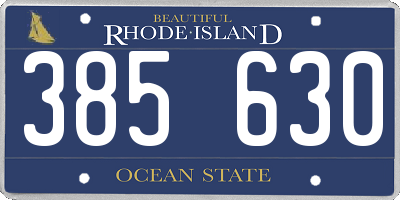 RI license plate 385630