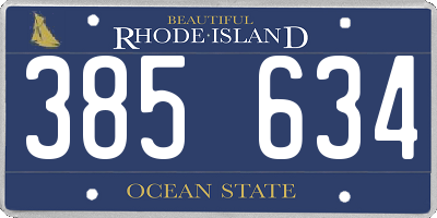 RI license plate 385634