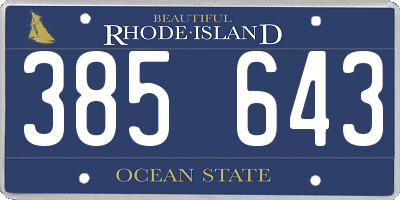 RI license plate 385643