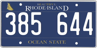 RI license plate 385644