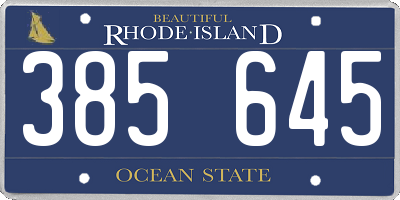RI license plate 385645