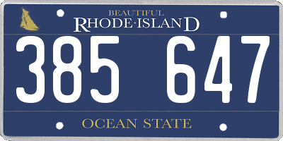RI license plate 385647