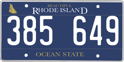 RI license plate 385649