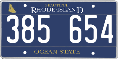 RI license plate 385654