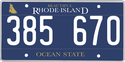RI license plate 385670