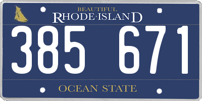 RI license plate 385671