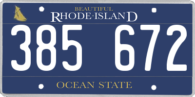 RI license plate 385672