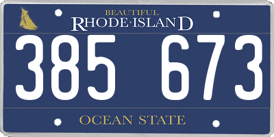 RI license plate 385673