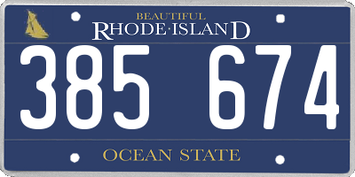 RI license plate 385674