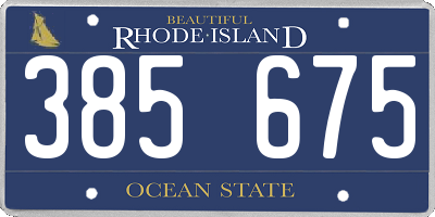 RI license plate 385675