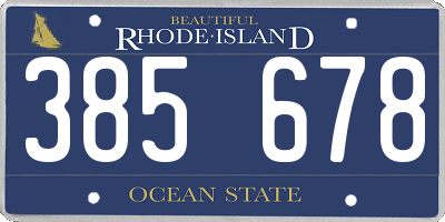 RI license plate 385678