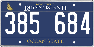 RI license plate 385684