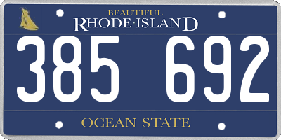 RI license plate 385692