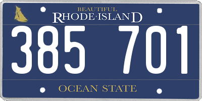 RI license plate 385701