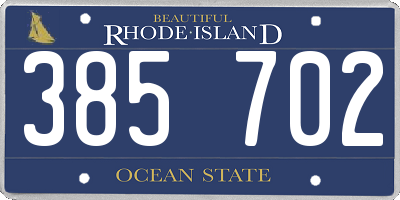 RI license plate 385702