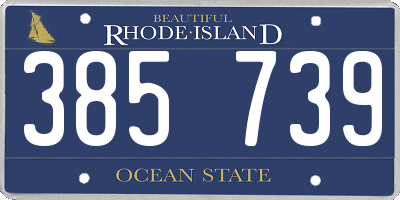 RI license plate 385739