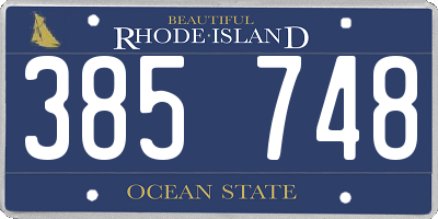 RI license plate 385748