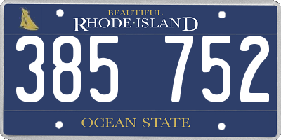 RI license plate 385752
