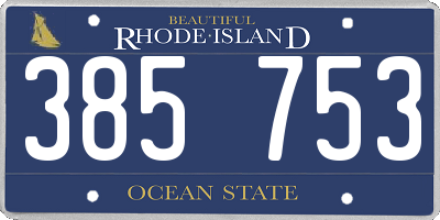RI license plate 385753