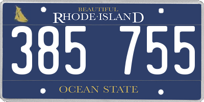 RI license plate 385755