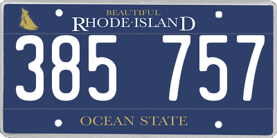 RI license plate 385757