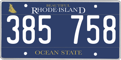 RI license plate 385758