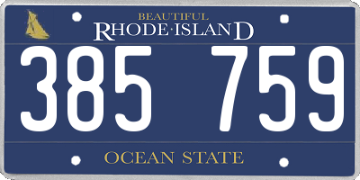 RI license plate 385759