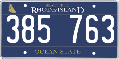 RI license plate 385763
