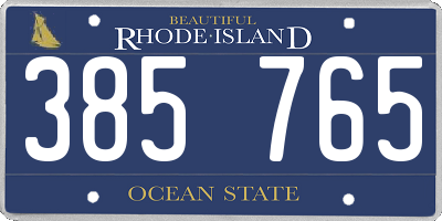 RI license plate 385765
