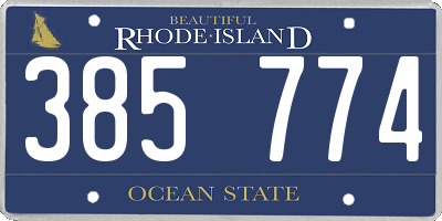 RI license plate 385774