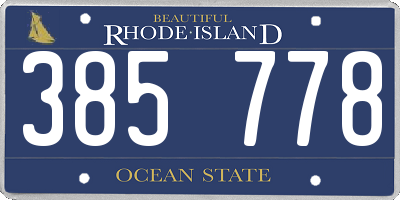 RI license plate 385778