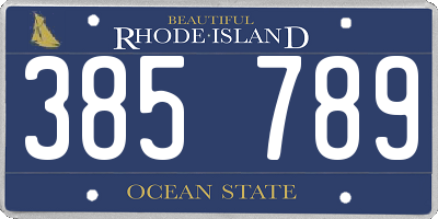 RI license plate 385789