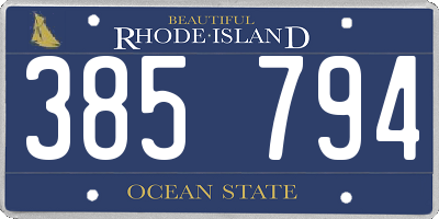 RI license plate 385794