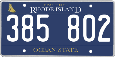 RI license plate 385802